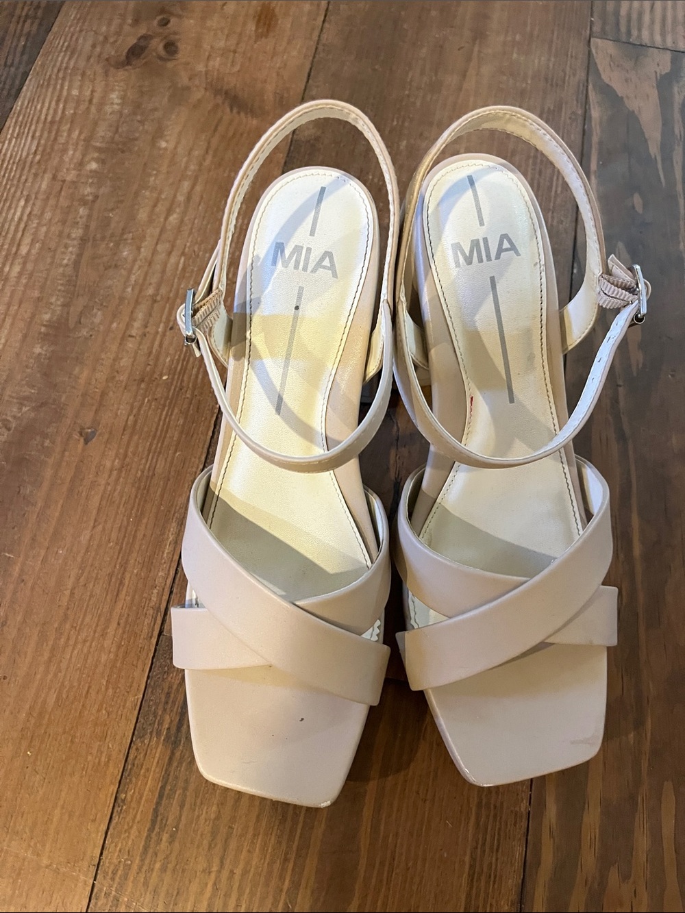MIA Women's Nude Crisscross Slingback Heels